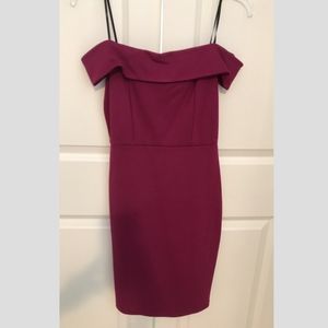 Maroon Off-The-Shoulder Bodycon Dress